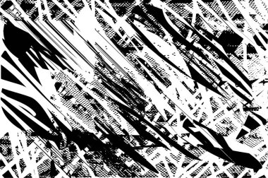 Çizik ve çiziklerle dolu siyah beyaz bir arka plan. Soyut vektör illüstrasyonu.