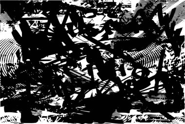 Çizik ve çiziklerle dolu siyah beyaz bir arka plan. Soyut vektör illüstrasyonu.