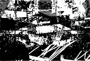 Çizik ve çiziklerle dolu siyah beyaz bir arka plan. Soyut vektör illüstrasyonu.