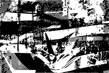 Çizik ve çiziklerle dolu siyah beyaz bir arka plan. Soyut vektör illüstrasyonu.