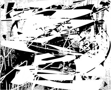 Çizik ve çiziklerle dolu siyah beyaz bir arka plan. Soyut vektör illüstrasyonu.