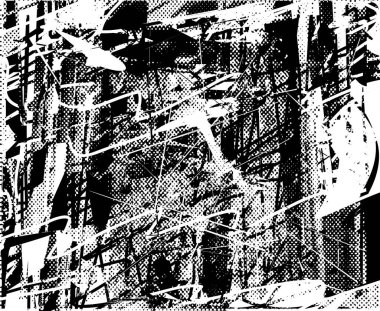 Çizik ve çiziklerle dolu siyah beyaz bir arka plan. Soyut vektör illüstrasyonu.