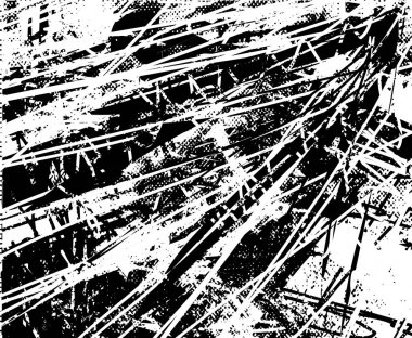 Çizik ve çiziklerle dolu siyah beyaz bir arka plan. Soyut vektör illüstrasyonu.