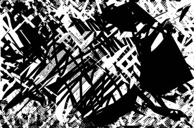 Çizik ve çiziklerle dolu siyah beyaz bir arka plan. Soyut vektör illüstrasyonu.