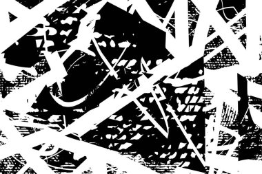 Çizik ve çiziklerle dolu siyah beyaz bir arka plan. Soyut vektör illüstrasyonu.