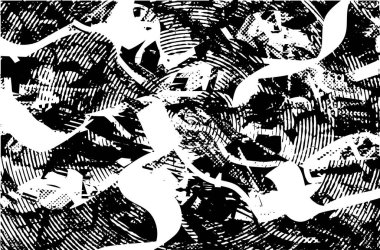 Çizik ve çiziklerle dolu siyah beyaz bir arka plan. Soyut vektör illüstrasyonu.