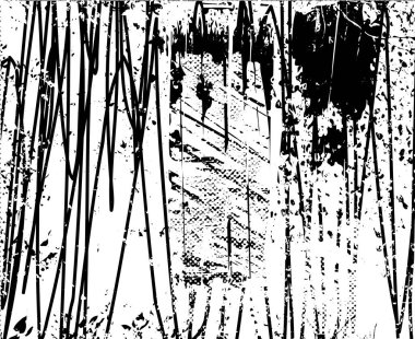 Çizik ve çiziklerle dolu siyah beyaz bir arka plan. Soyut vektör illüstrasyonu.