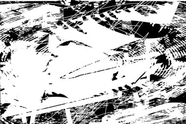 Çizik ve çiziklerle dolu siyah beyaz bir arka plan. Soyut vektör illüstrasyonu.