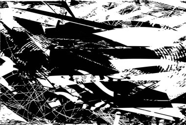 Çizik ve çiziklerle dolu siyah beyaz bir arka plan. Soyut vektör illüstrasyonu.