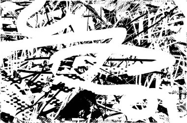 Çizik ve çiziklerle dolu siyah beyaz bir arka plan. Soyut vektör illüstrasyonu.