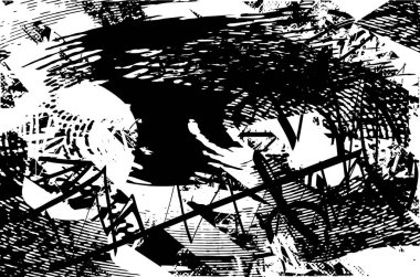 Çizik ve çiziklerle dolu siyah beyaz bir arka plan. Soyut vektör illüstrasyonu.