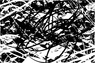 Çizik ve çiziklerle dolu siyah beyaz bir arka plan. Soyut vektör illüstrasyonu.