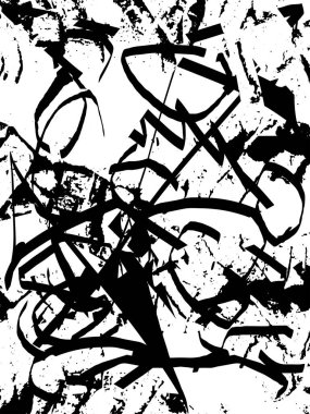 Çizik ve çiziklerle dolu siyah beyaz bir arka plan. Soyut vektör illüstrasyonu.