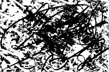 Çizik ve çiziklerle dolu siyah beyaz bir arka plan. Soyut vektör illüstrasyonu.