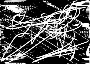 Çizik ve çiziklerle dolu siyah beyaz bir arka plan. Soyut vektör illüstrasyonu.