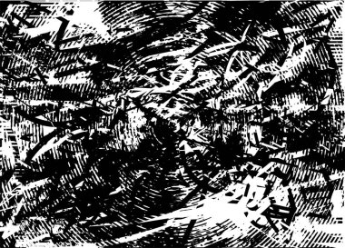 Çizik ve çiziklerle dolu siyah beyaz bir arka plan. Soyut vektör illüstrasyonu.