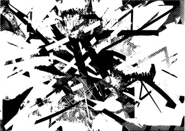 Çizik ve çiziklerle dolu siyah beyaz bir arka plan. Soyut vektör illüstrasyonu.