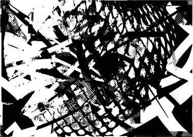 Çizik ve çiziklerle dolu siyah beyaz bir arka plan. Soyut vektör illüstrasyonu.