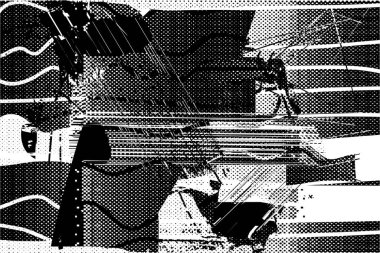 Çizik ve çiziklerle dolu siyah beyaz bir arka plan. Soyut vektör illüstrasyonu.