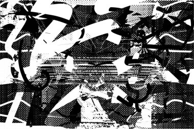 Çizik ve çiziklerle dolu siyah beyaz bir arka plan. Soyut vektör illüstrasyonu.