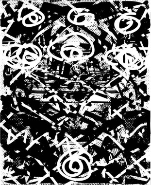 Çizik ve çiziklerle dolu siyah beyaz bir arka plan. Soyut vektör illüstrasyonu.