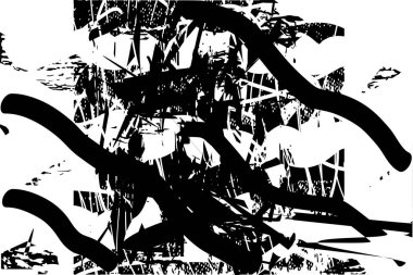 Çizik ve çiziklerle dolu siyah beyaz bir arka plan. Soyut vektör illüstrasyonu.