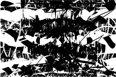 Çizik ve çiziklerle dolu siyah beyaz bir arka plan. Soyut vektör illüstrasyonu.