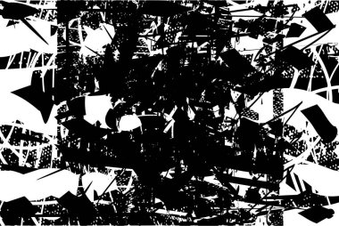 Çizik ve çiziklerle dolu siyah beyaz bir arka plan. Soyut vektör illüstrasyonu.