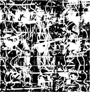 Çizik ve çiziklerle dolu siyah beyaz bir arka plan. Soyut vektör illüstrasyonu.