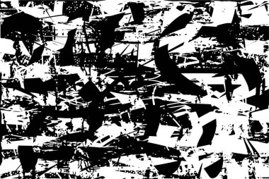 Çizik ve çiziklerle dolu siyah beyaz bir arka plan. Soyut vektör illüstrasyonu.