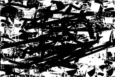 Çizik ve çiziklerle dolu siyah beyaz bir arka plan. Soyut vektör illüstrasyonu.