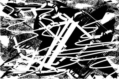 Çizik ve çiziklerle dolu siyah beyaz bir arka plan. Soyut vektör illüstrasyonu.