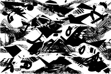 Çizik ve çiziklerle dolu siyah beyaz bir arka plan. Soyut vektör illüstrasyonu.