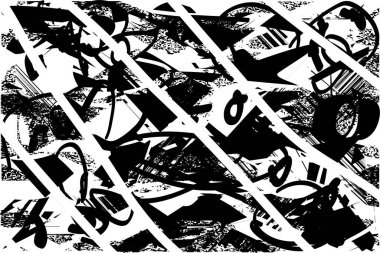 Çizik ve çiziklerle dolu siyah beyaz bir arka plan. Soyut vektör illüstrasyonu.