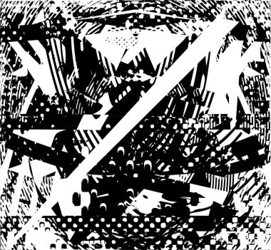 Çizik ve çiziklerle dolu siyah beyaz bir arka plan. Soyut vektör illüstrasyonu.