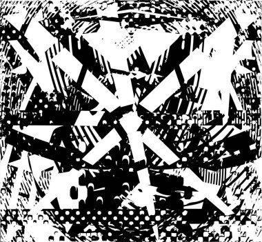 Çizik ve çiziklerle dolu siyah beyaz bir arka plan. Soyut vektör illüstrasyonu.