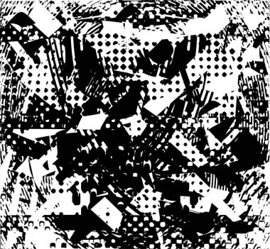 Çizik ve çiziklerle dolu siyah beyaz bir arka plan. Soyut vektör illüstrasyonu.