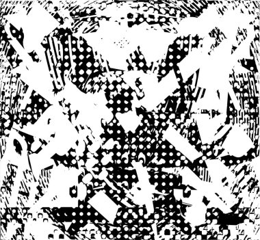 Çizik ve çiziklerle dolu siyah beyaz bir arka plan. Soyut vektör illüstrasyonu.