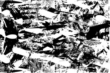 Çizik ve çiziklerle dolu siyah beyaz bir arka plan. Soyut vektör illüstrasyonu.