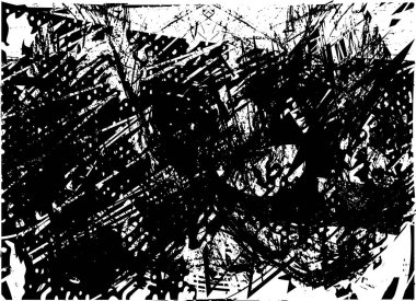 Çizik ve çiziklerle dolu siyah beyaz bir arka plan. Soyut vektör illüstrasyonu.