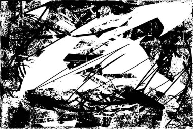 Çizik ve çiziklerle dolu siyah beyaz bir arka plan. Soyut vektör illüstrasyonu.