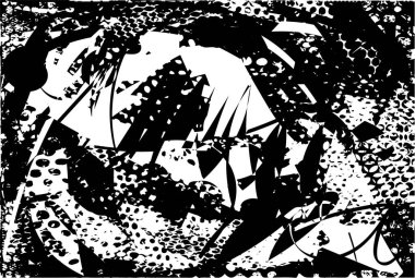 Çizik ve çiziklerle dolu siyah beyaz bir arka plan. Soyut vektör illüstrasyonu.