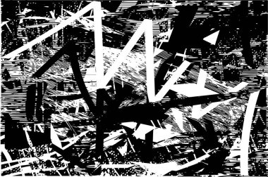 Çizik ve çiziklerle dolu siyah beyaz bir arka plan. Soyut vektör illüstrasyonu.