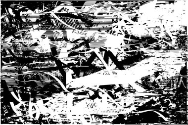 Çizik ve çiziklerle dolu siyah beyaz bir arka plan. Soyut vektör illüstrasyonu.