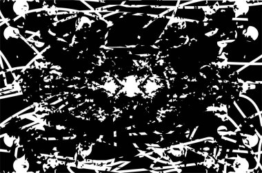 Çizik ve çiziklerle dolu siyah beyaz bir arka plan. Soyut vektör illüstrasyonu.