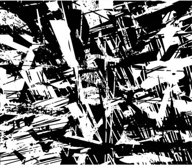 Çizik ve çiziklerle dolu siyah beyaz bir arka plan. Soyut vektör illüstrasyonu.