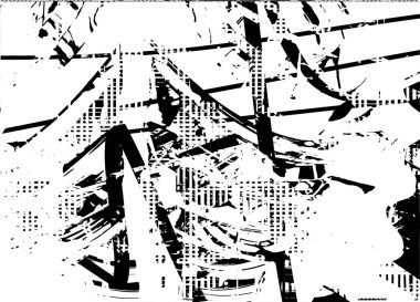 Çizik ve çiziklerle dolu siyah beyaz bir arka plan. Soyut vektör illüstrasyonu.