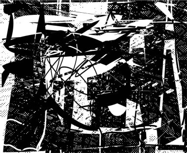 Çizik ve çiziklerle dolu siyah beyaz bir arka plan. Soyut vektör illüstrasyonu.