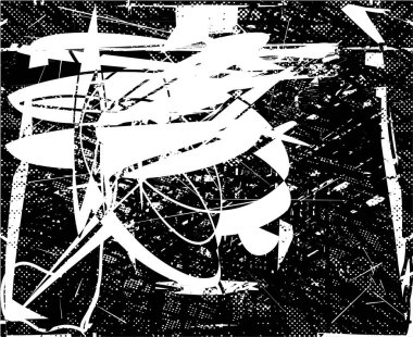 Çizik ve çiziklerle dolu siyah beyaz bir arka plan. Soyut vektör illüstrasyonu.