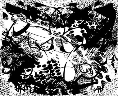 Çizik ve çiziklerle dolu siyah beyaz bir arka plan. Soyut vektör illüstrasyonu.